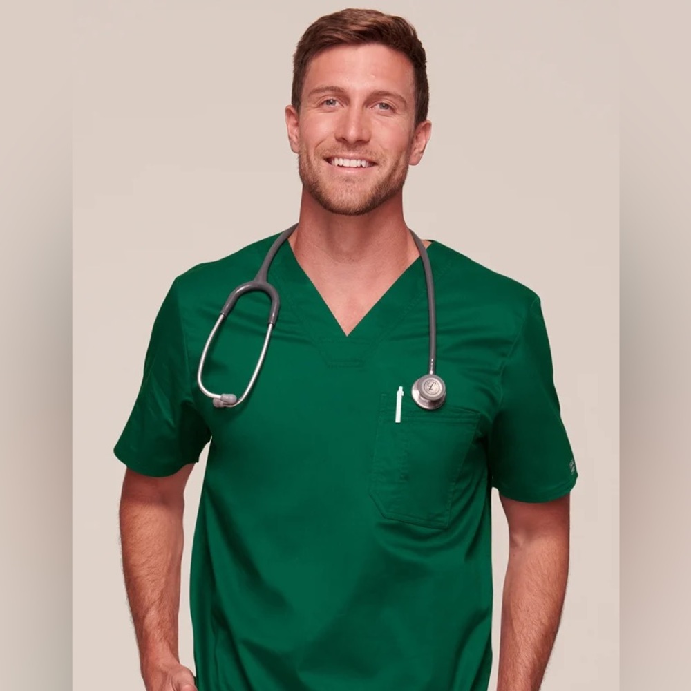 Cherokee Revolution Men's Workwear Scrub Green Top NWT